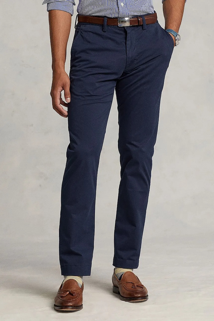 Nohavice Polo Ralph Lauren s elastanom tmavomodrá 710778778