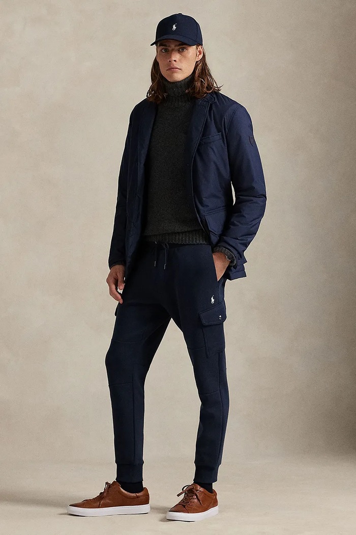 Παντελόνι φόρμας Polo Ralph Lauren πλεκτό ύφασμα σκούρο μπλε 710980340