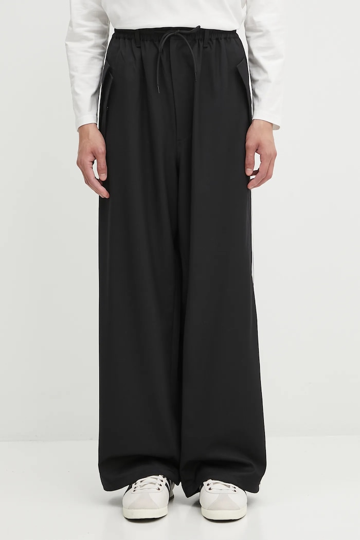 Hlače s vunom Y-3 Refined Wool s elastinom crna JX7275