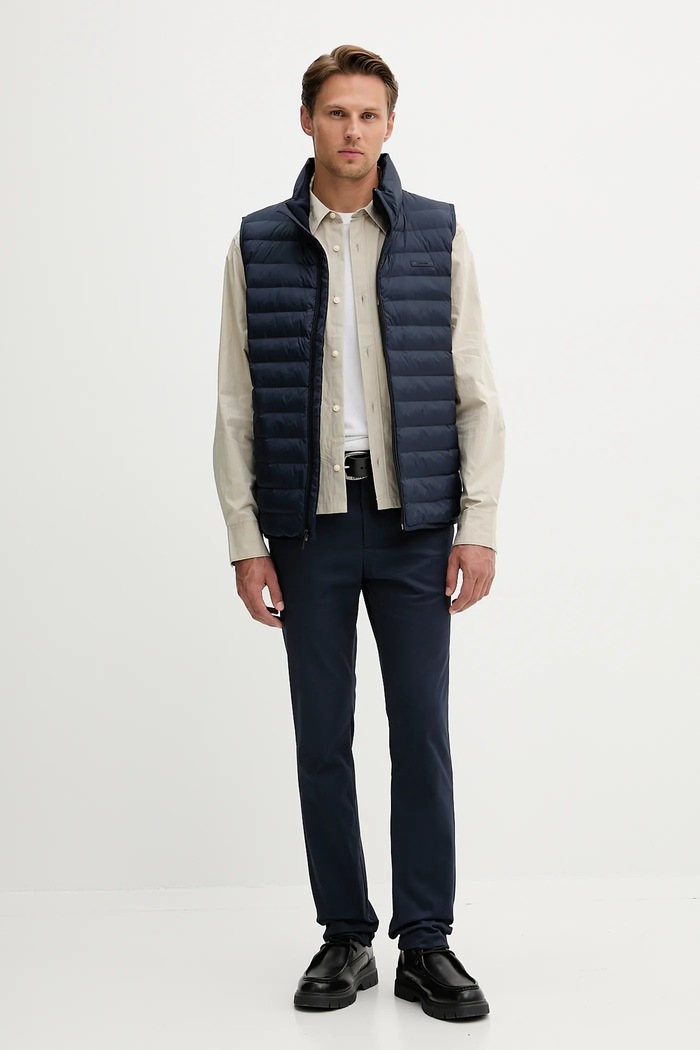 Calvin Klein παντελόνι chino ανδρικό βαμβακερό με ελαστάν LV04LD613G σκούρο μπλε SS26
