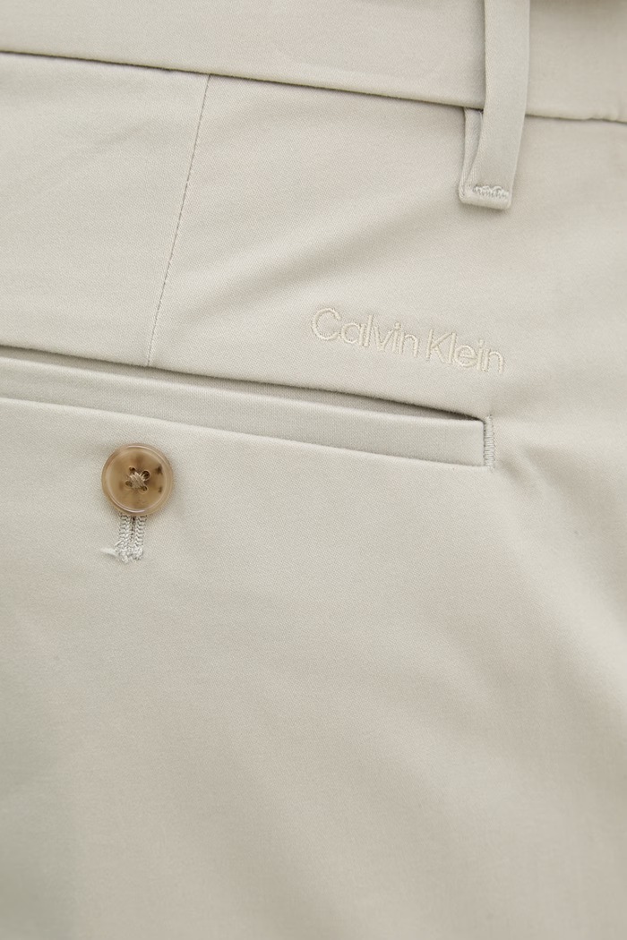 Calvin Klein παντελόνι chino ανδρικό βαμβακερό με ελαστάν μπεζ LV04LD613G