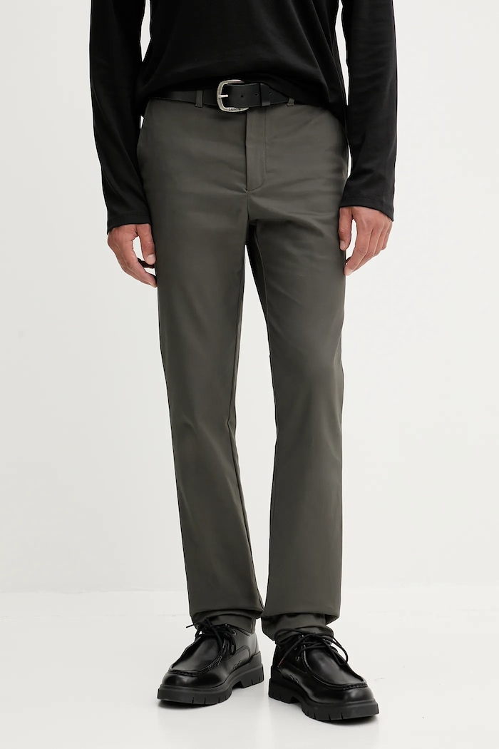 Calvin Klein παντελόνι chino ανδρικό βαμβακερό με ελαστάν με ελαστάν γκρί LV04LD613G