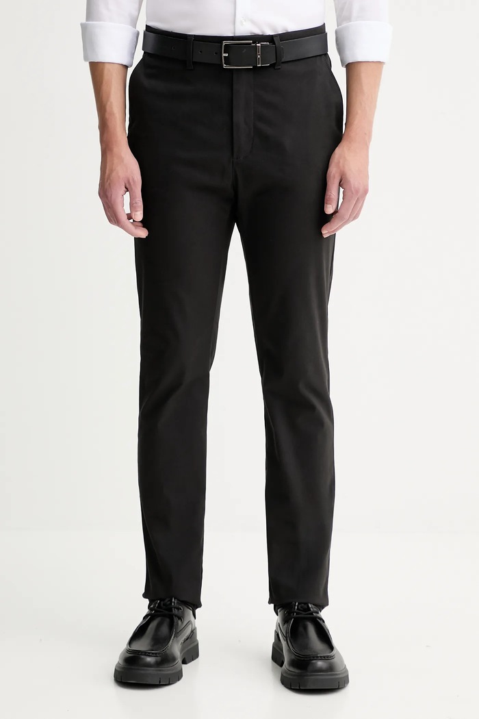Calvin Klein παντελόνι chino ανδρικό βαμβακερό με ελαστάν με ελαστάν μαύρο LV04LD613G