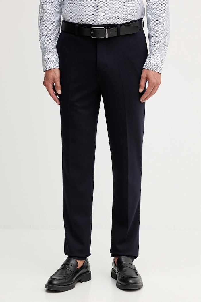 Hlače Tommy Hilfiger bez uzorka mornarsko plava MW0MW39734