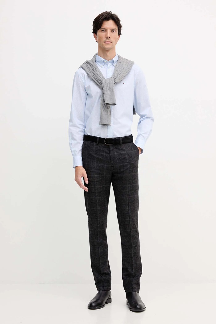 Nohavice s prímesou vlny Tommy Hilfiger MW0MW40782 sivá AW25