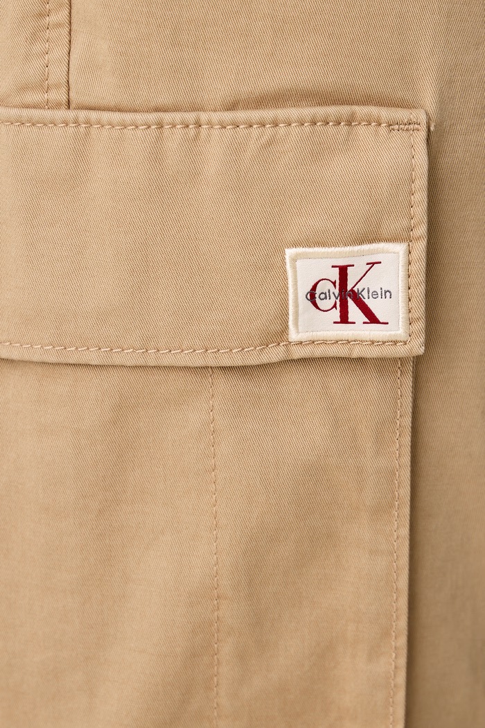 Spodnie cargo męskie bawełniane z elastanem Calvin Klein Jeans LV04RD608G beżowy