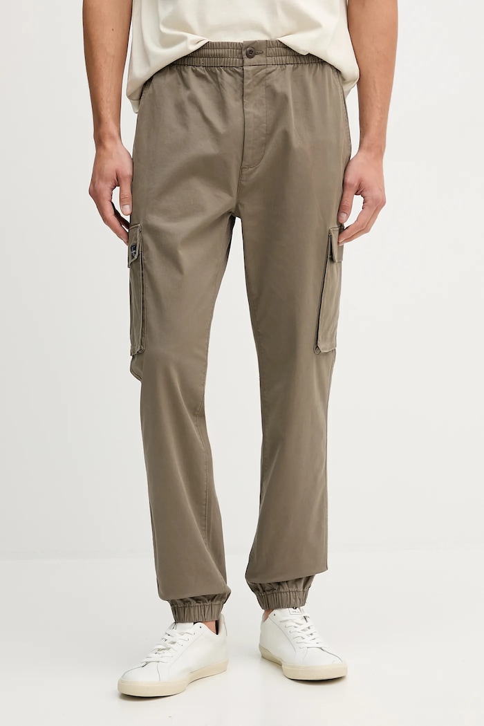 Calvin Klein Jeans nohavice cargo pánske bavlnené s elastanom s elastanom hnedá LV04RD608G