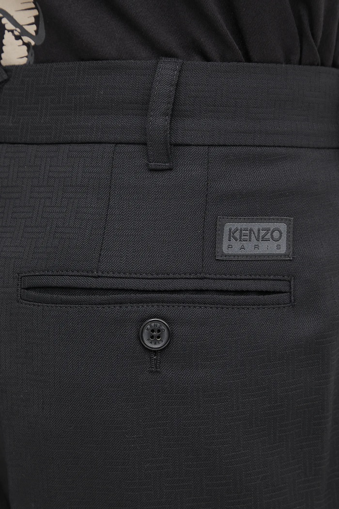 Kenzo pantaloni in lana Weave Pleated Tailored nero FF65PA2149ID