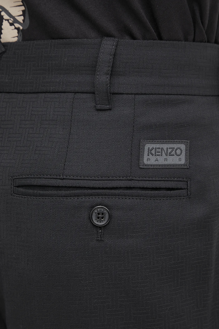 Kenzo pantaloni in lana Weave Pleated Tailored nero FF65PA2149ID