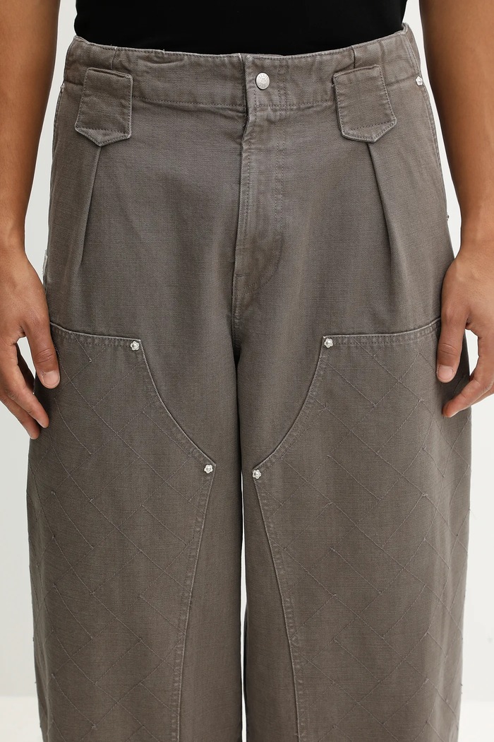 Kenzo pantaloni in cotone Double Knee Pant marrone FF65PA2469GU