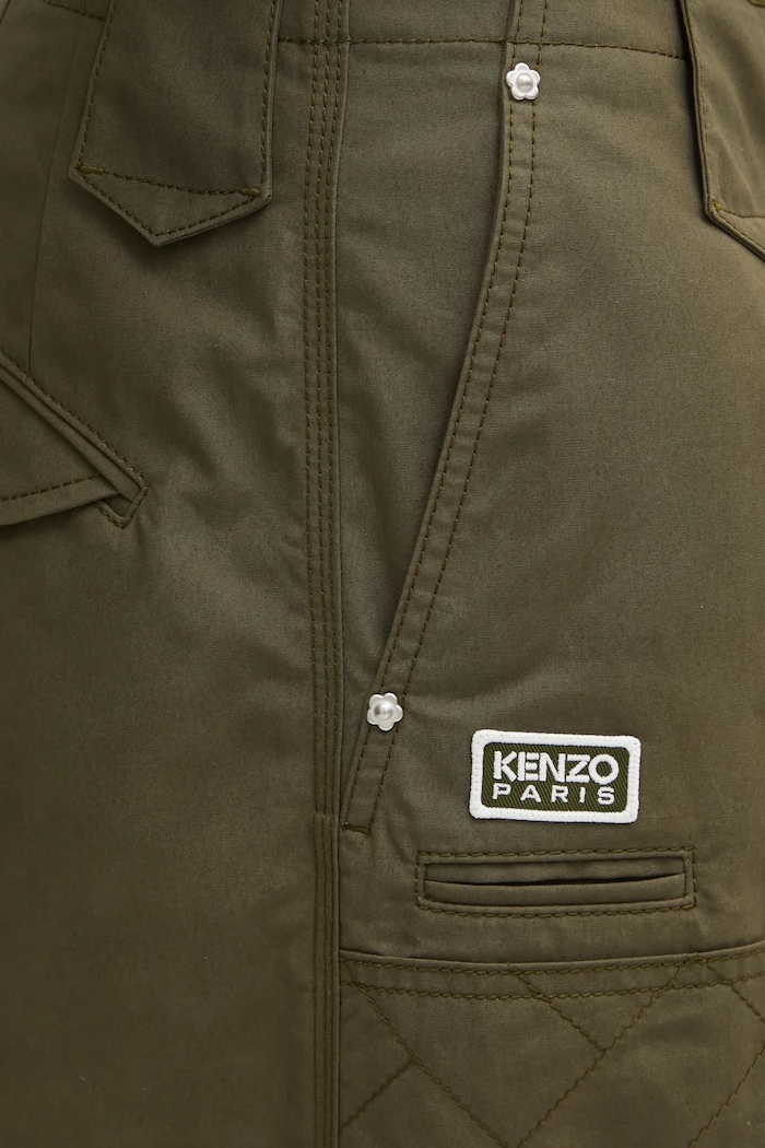 Хлопковые брюки Kenzo Weave Double Knee Pant FF65PA2469HD зелёный