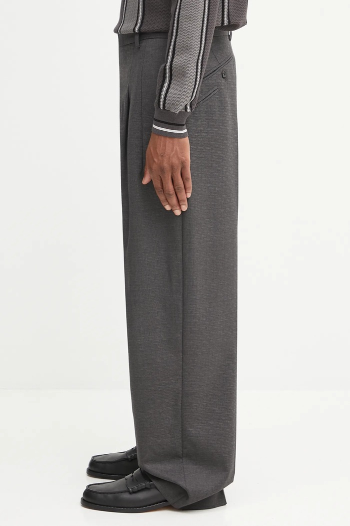 Kenzo pantaloni in lana Weave Straight Tailored FF65PA3689ID grigio AW25