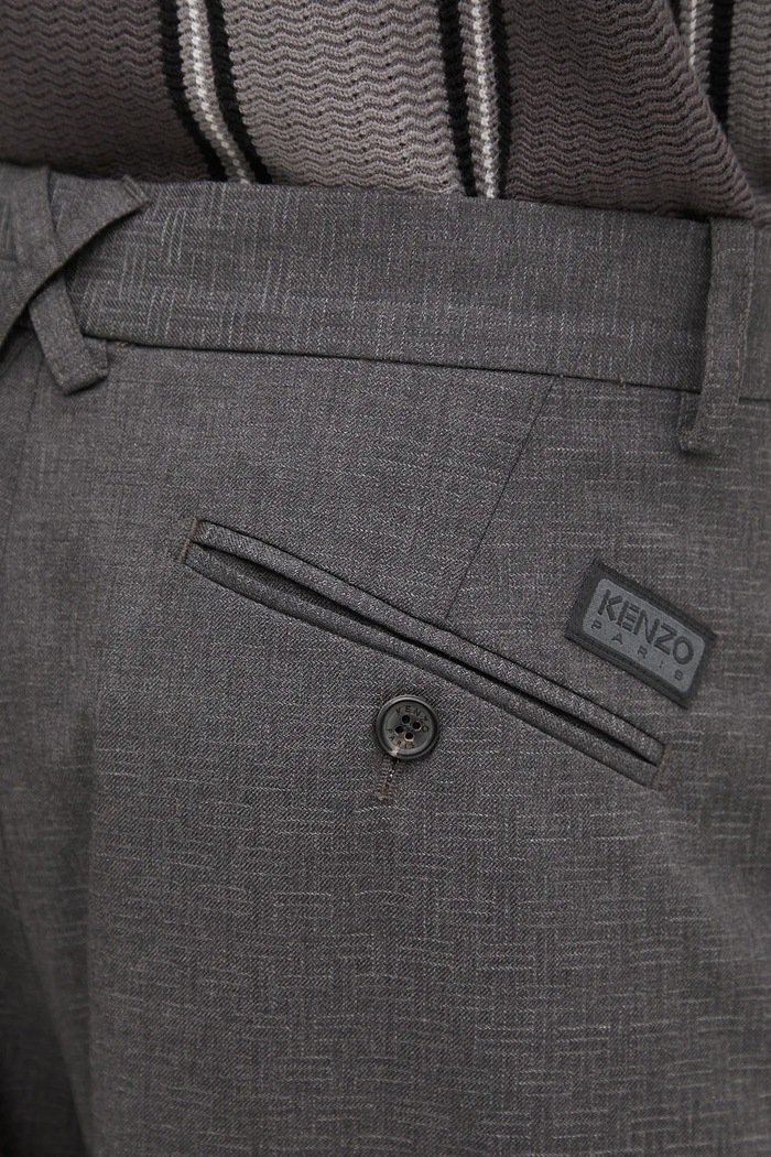 Kenzo pantaloni in lana Weave Straight Tailored grigio FF65PA3689ID