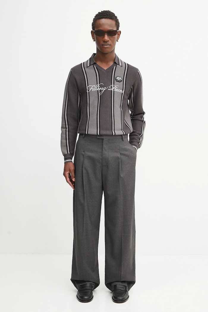 Kenzo pantaloni in lana Weave Straight Tailored FF65PA3689ID grigio