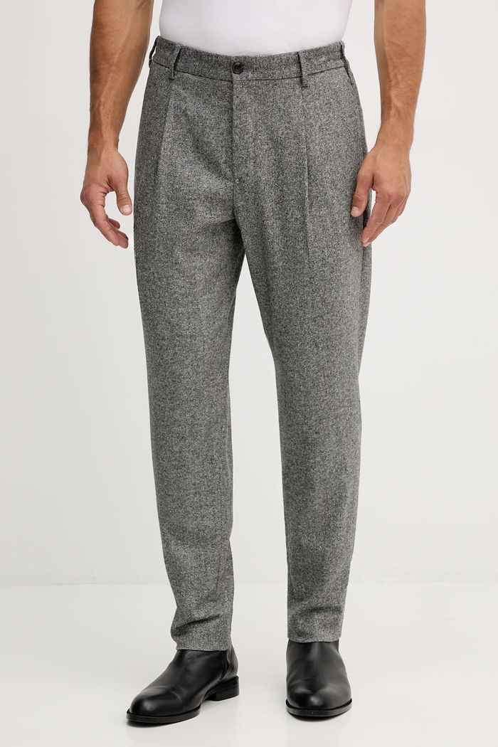 Tommy Hilfiger pantaloni cu lână drept gri MW0MW41340