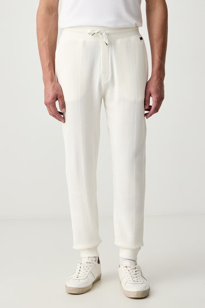 BOSS Loungewear hlače moške z bombažem Structure Pants bež 50540577