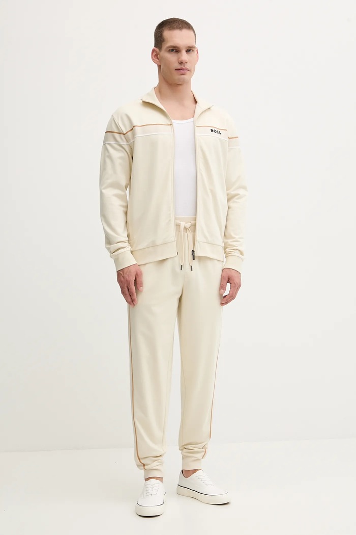 Бавовняні спортивні штани BOSS Iconic Pants 50550613 бежевий AW25