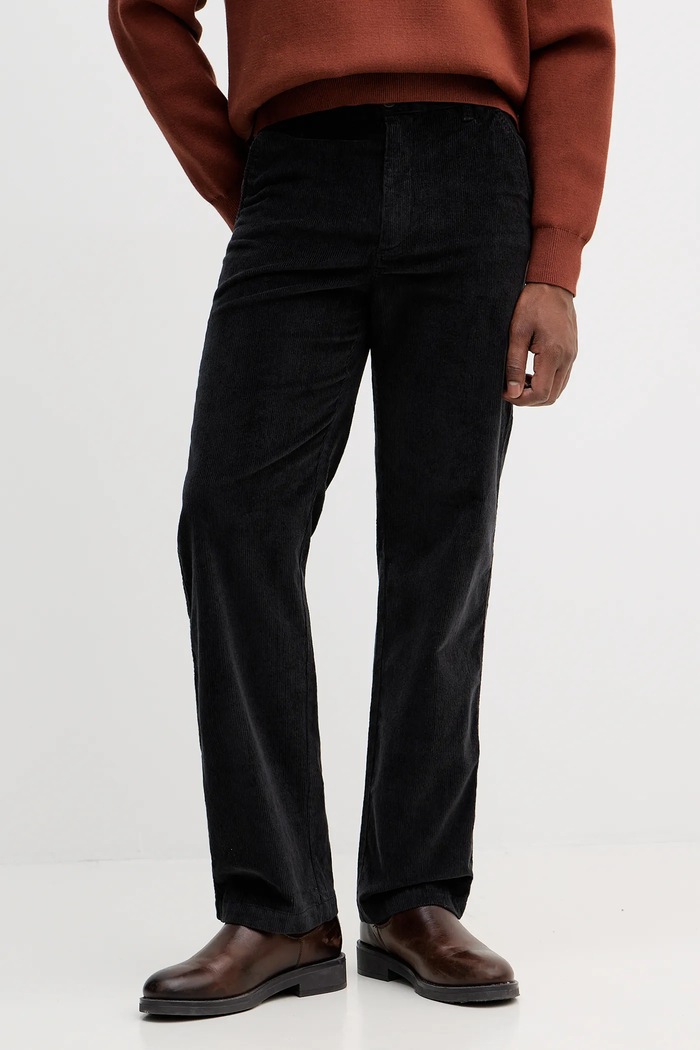 Calvin Klein Jeans pantaloni de catifea cord drept negru LV04RD605G