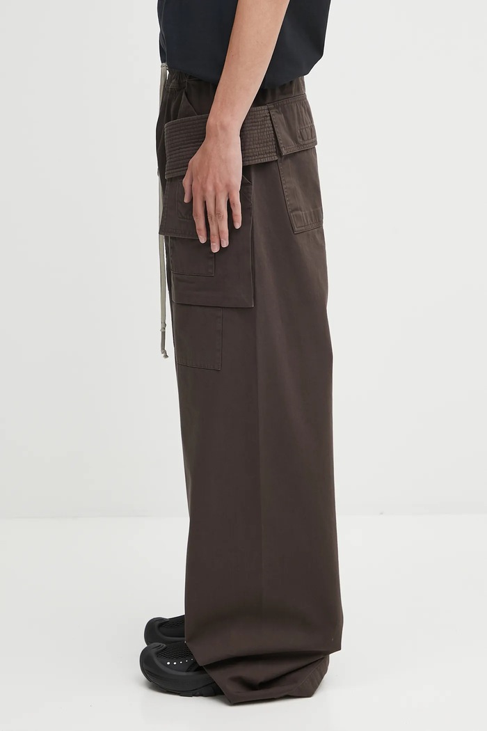 Rick Owens DRKSHDW cotton trousers Creatch Wide Cargo Drawstring DU02E7394.TW brown AW25