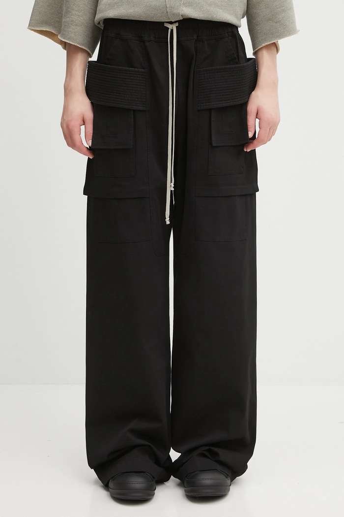 Rick Owens DRKSHDW cotton trousers Creatch Wide Cargo Drawstring cotton black DU02E7394.TW