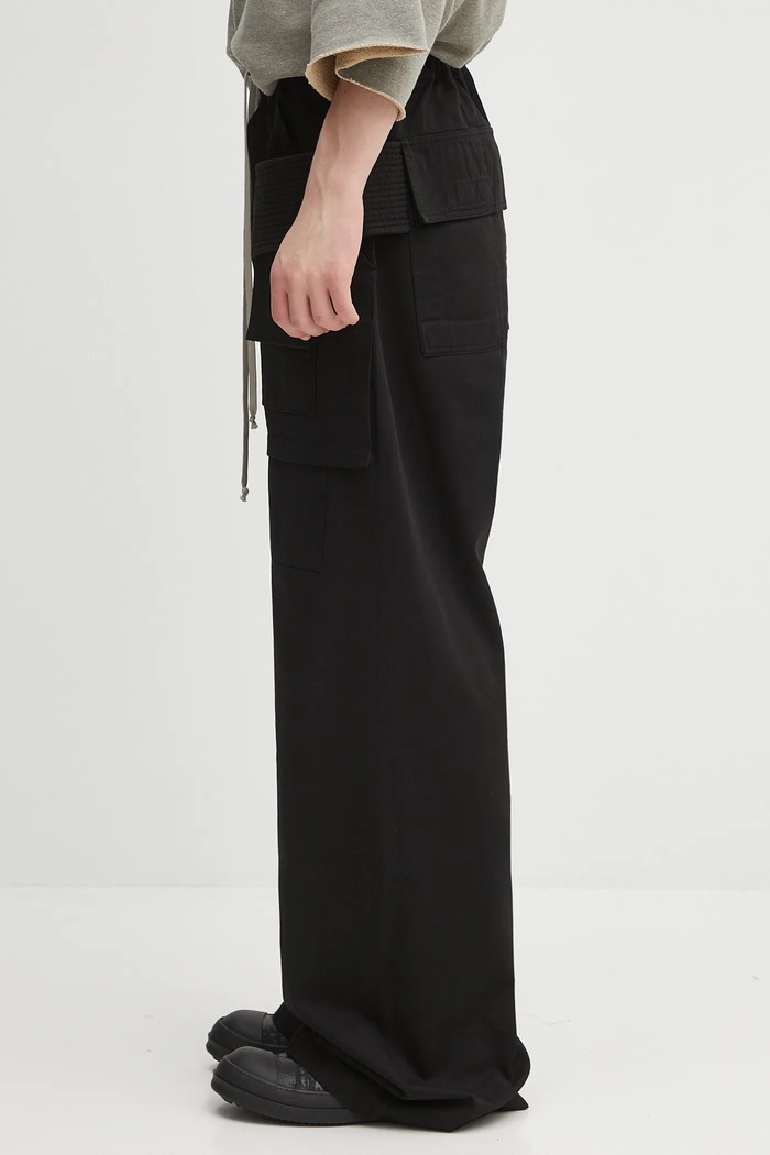 Rick Owens DRKSHDW cotton trousers Creatch Wide Cargo Drawstring DU02E7394.TW black AW25