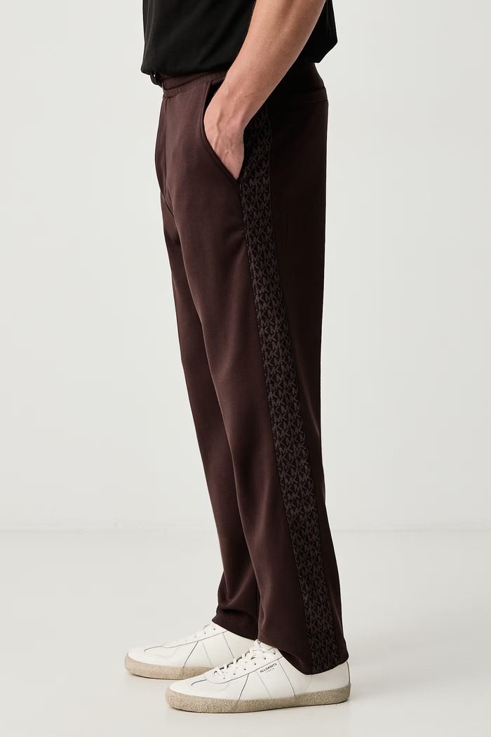 Spodnie dresowe męskie z bawełną Michael Kors CF552Q65MF brązowy