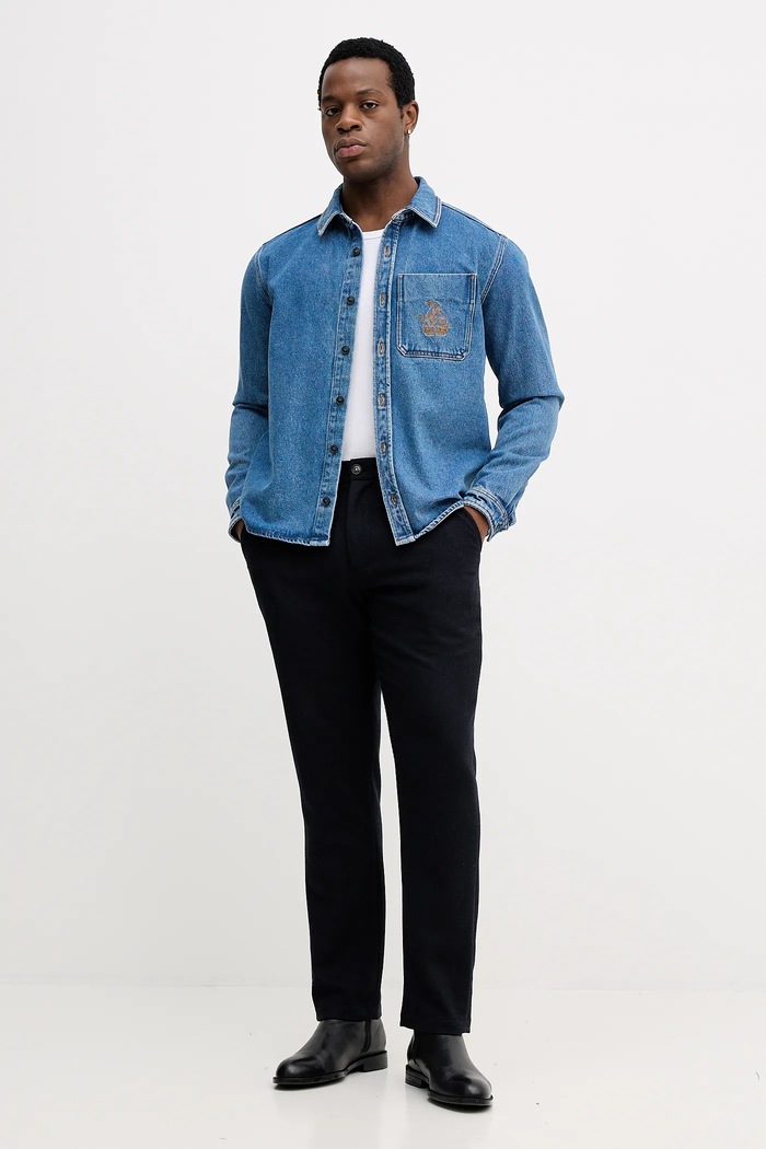 Nohavice s prímesou vlny Barbour MTR0778 tmavomodrá AW25
