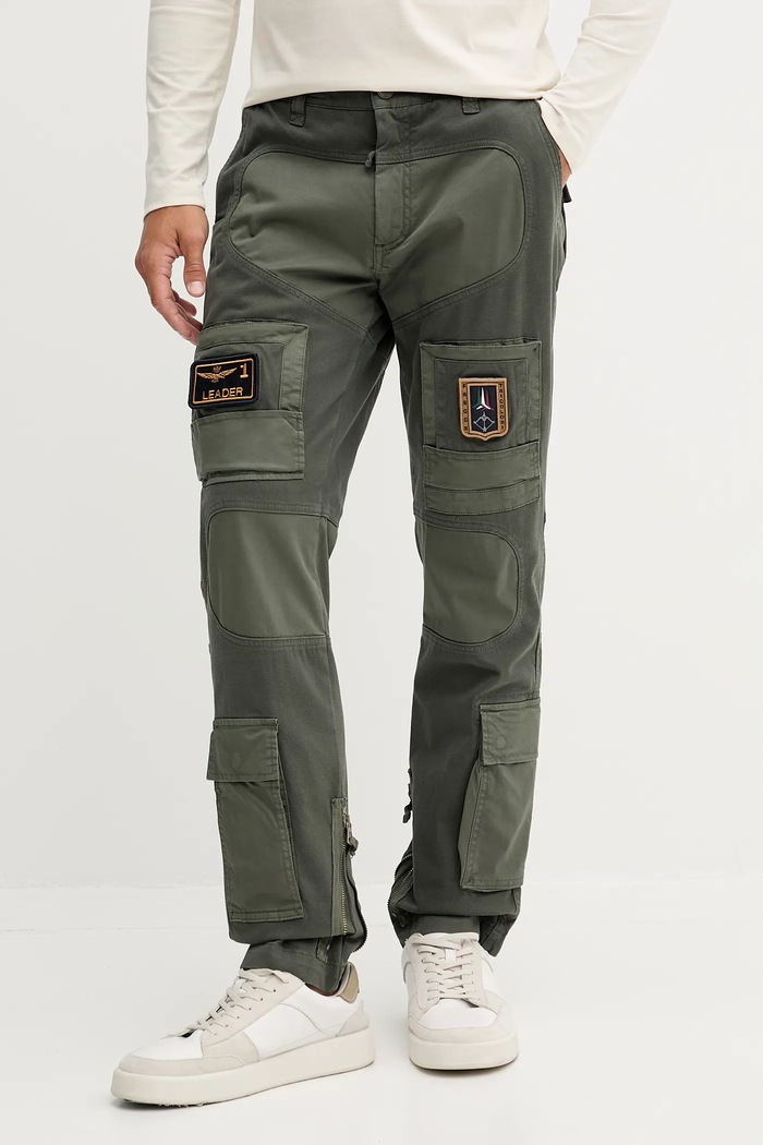 Nohavice Aeronautica Militare s elastanom zelená PA1664UCT04241