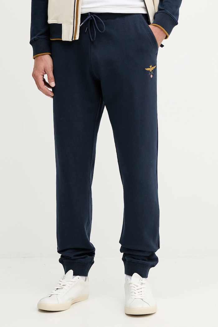 Aeronautica Militare spodnie dresowe z elastanem granatowy PF0872UF00459