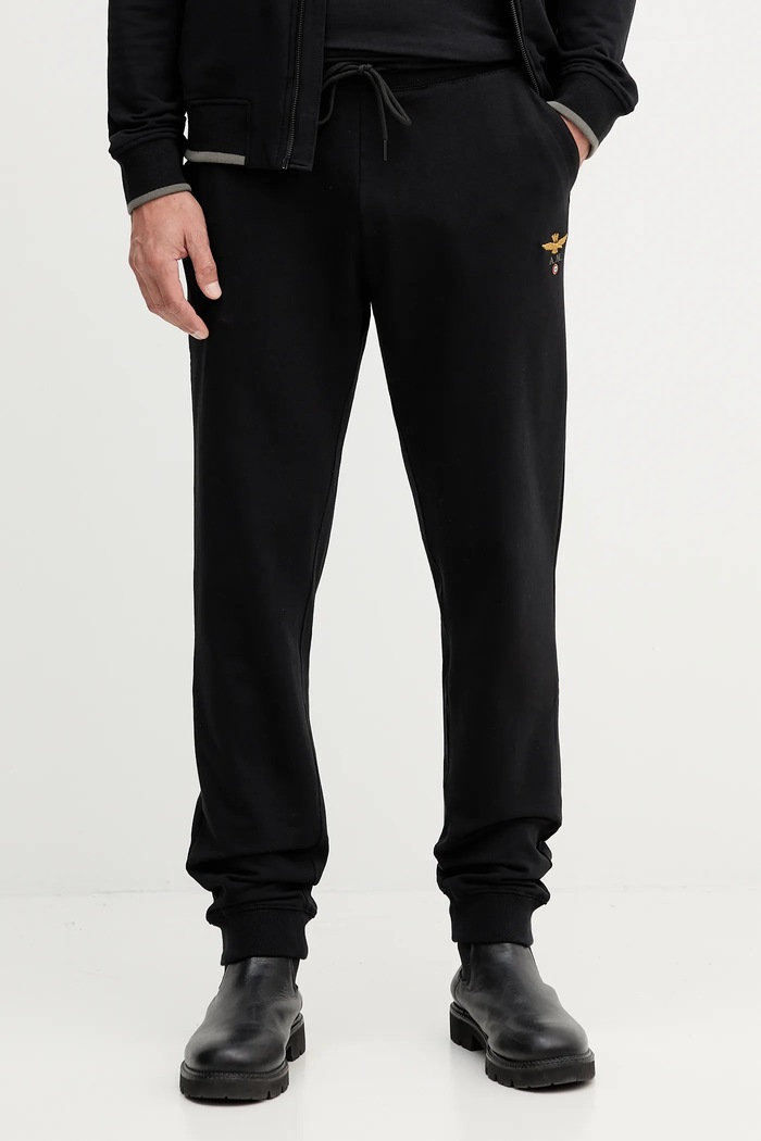 Aeronautica Militare spodnie dresowe z elastanem czarny PF0872UF00459