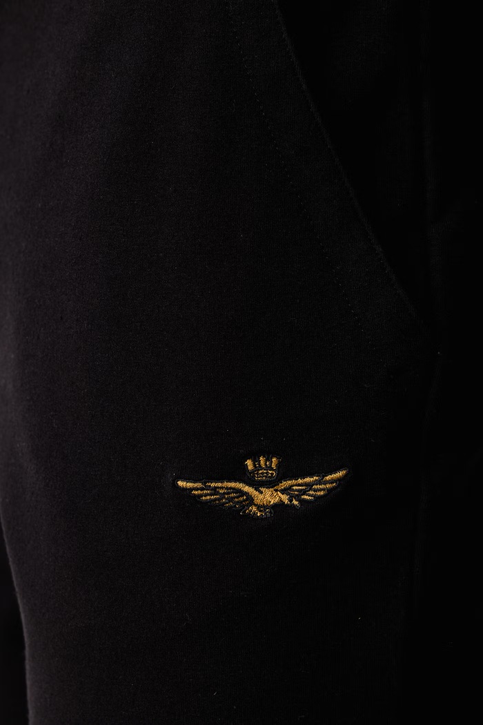 Spodnie dresowe męskie z bawełną Aeronautica Militare PF1008UF00662 czarny
