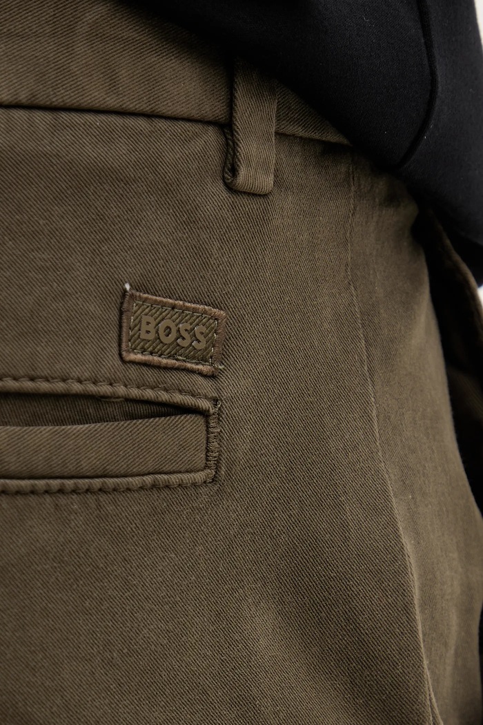 BOSS chino kalhoty pánské bavlněné s elastanem H-Kaiton1 zelená 50543312