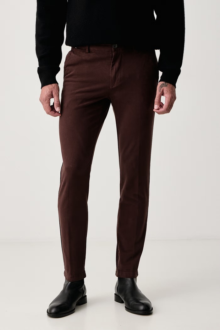 BOSS Spodnie chinos męskie bawełniane z elastanem H-Kaiton1 brązowy 50543312