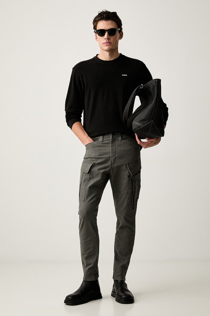 G-Star брюки skinny мужские из хлопка с эластаном Zip Pkt 3D Skinny Cargo 2.0 D24307.E172 серый SS26
