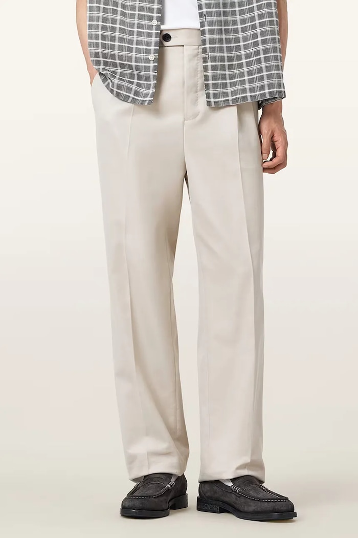 Nohavice s prímesou vlny AllSaints TALLIS M021TD béžová AW25