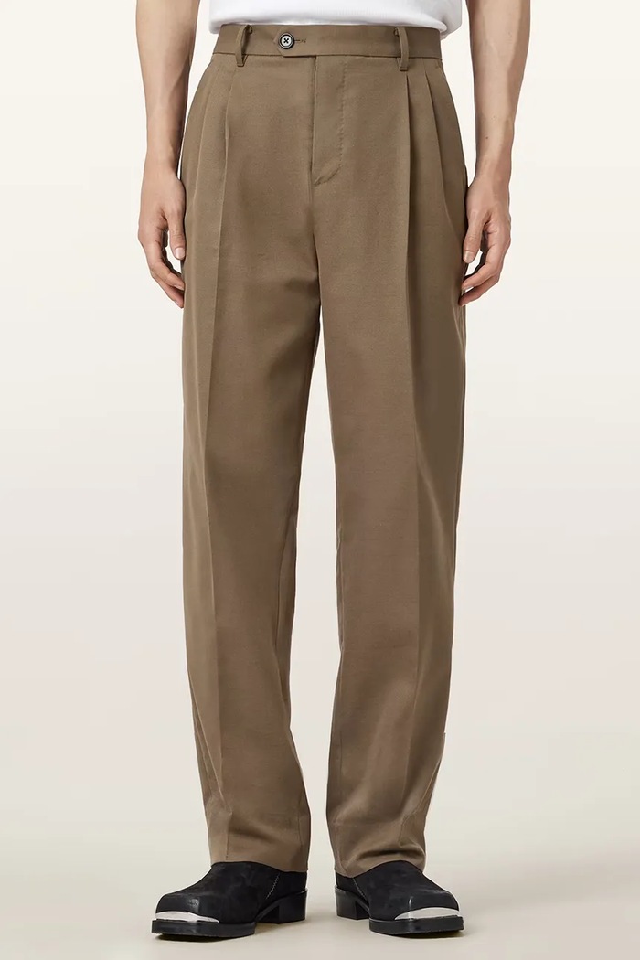 Nohavice s prímesou vlny AllSaints TALLIS M021TD hnedá AW25