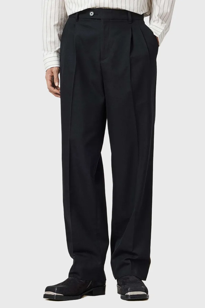 AllSaints spodnie z dodatkiem wełny TALLIS M021TD czarny AW25