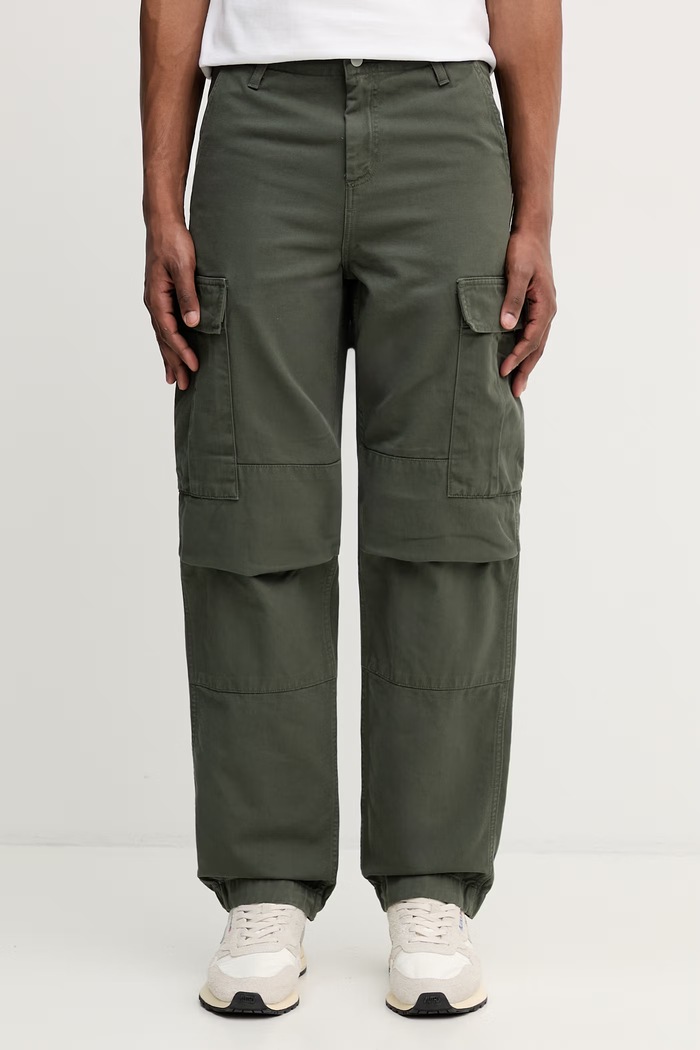 Carhartt WIP spodnie bawełniane Regular Cargo Pant gładkie zielony I030475.2ZXGD