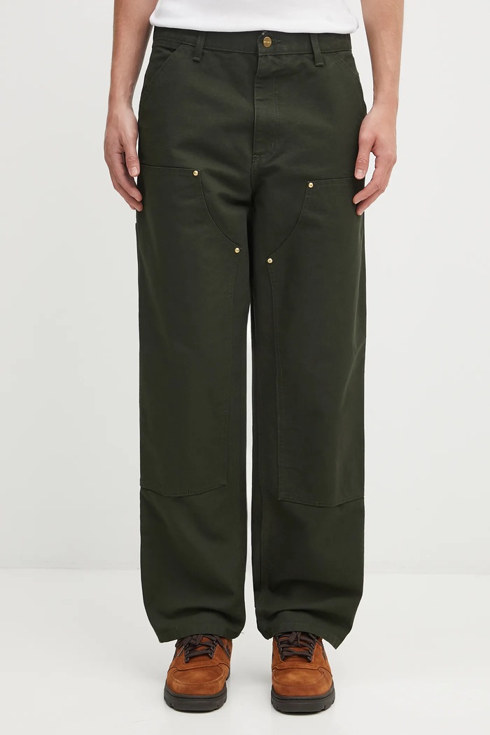 Carhartt WIP pantaloni in cotone Double Knee Pant cotone verde I031501.4902