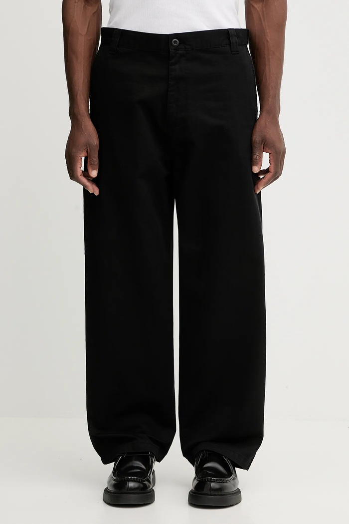 Бавовняні штани Carhartt WIP Brady Pant гладкий чорний I035655.8906