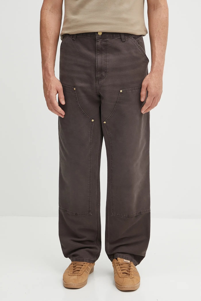 Carhartt WIP pantaloni de bumbac Double Knee Pant bumbac maro I034796.474O