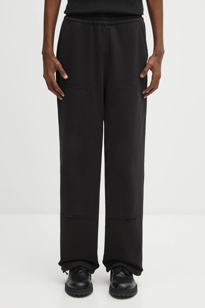 Спортен панталон Carhartt WIP Double Knee Sweat Pant изчистен черен I035546.8906