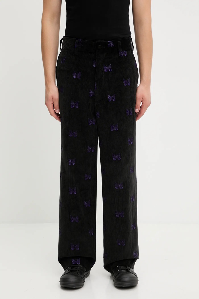 Хлопковые брюки Needles Papillon Emb. Corduroy хлопок чёрный RW109