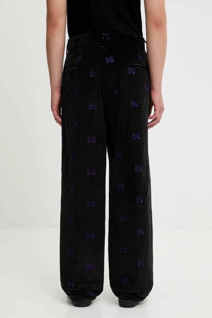 Одежда Хлопковые брюки Needles Papillon Emb. Corduroy RW109 чёрный