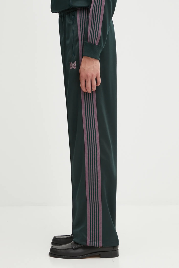 Спортен панталон Needles Track Pant изчистен зелен RW316