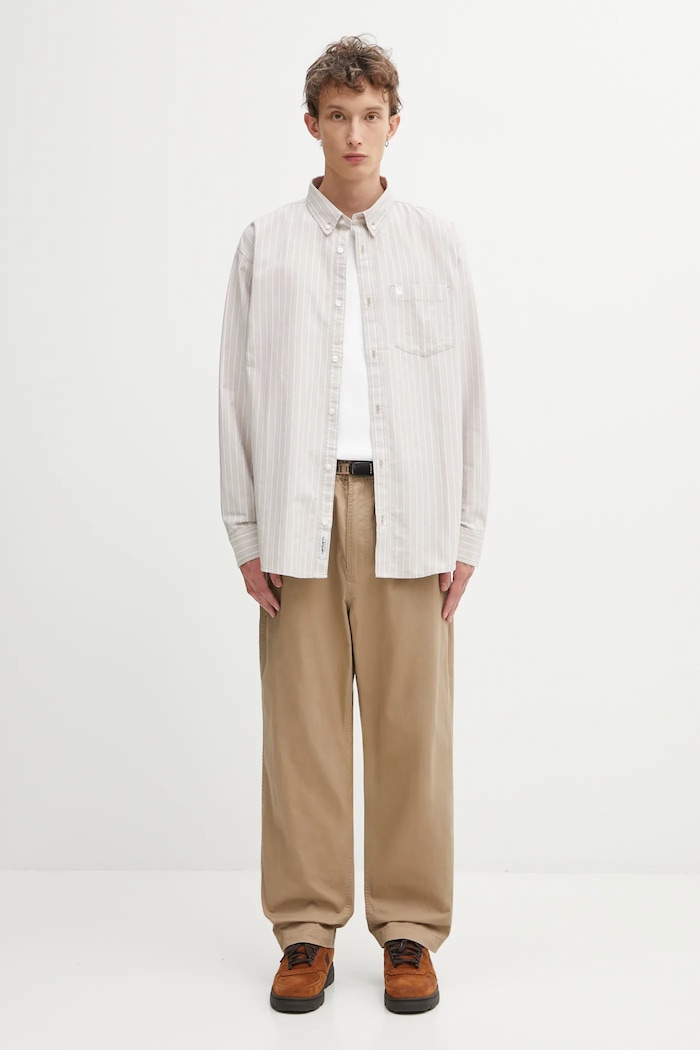 Памучен панталон Human Made WOVEN PANTS HM30PT012 бежов
