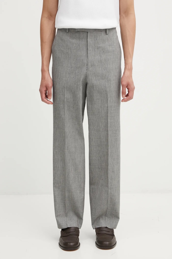 Visvim gyapjú nadrág WIDE SLACKS SANTOME apró mintás fekete 125205008015