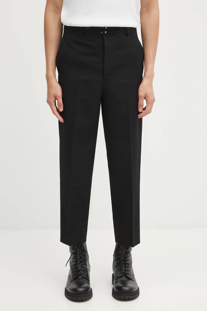 Kalhoty s příměsí vlny Visvim PASTORAL HW SLACKS hladký černá 125205008019