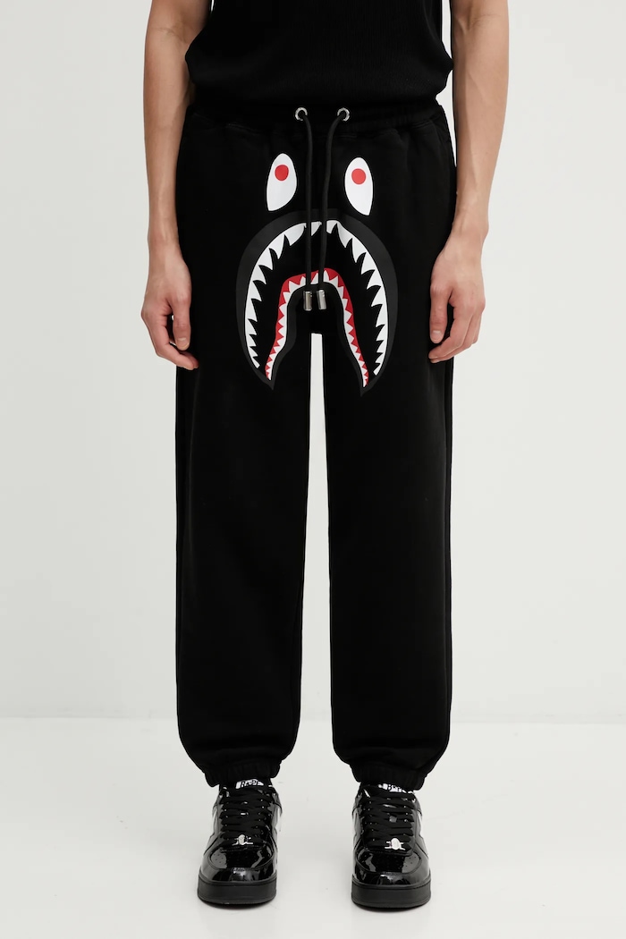 Спортивные штаны A Bathing Ape Shark трикотаж чёрный 001PTL801321M