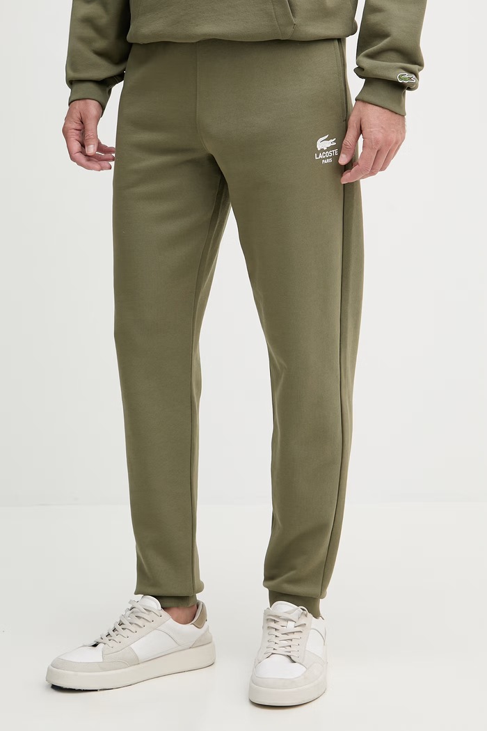 Lacoste spodnie dresowe bawełniane zielony XH2724